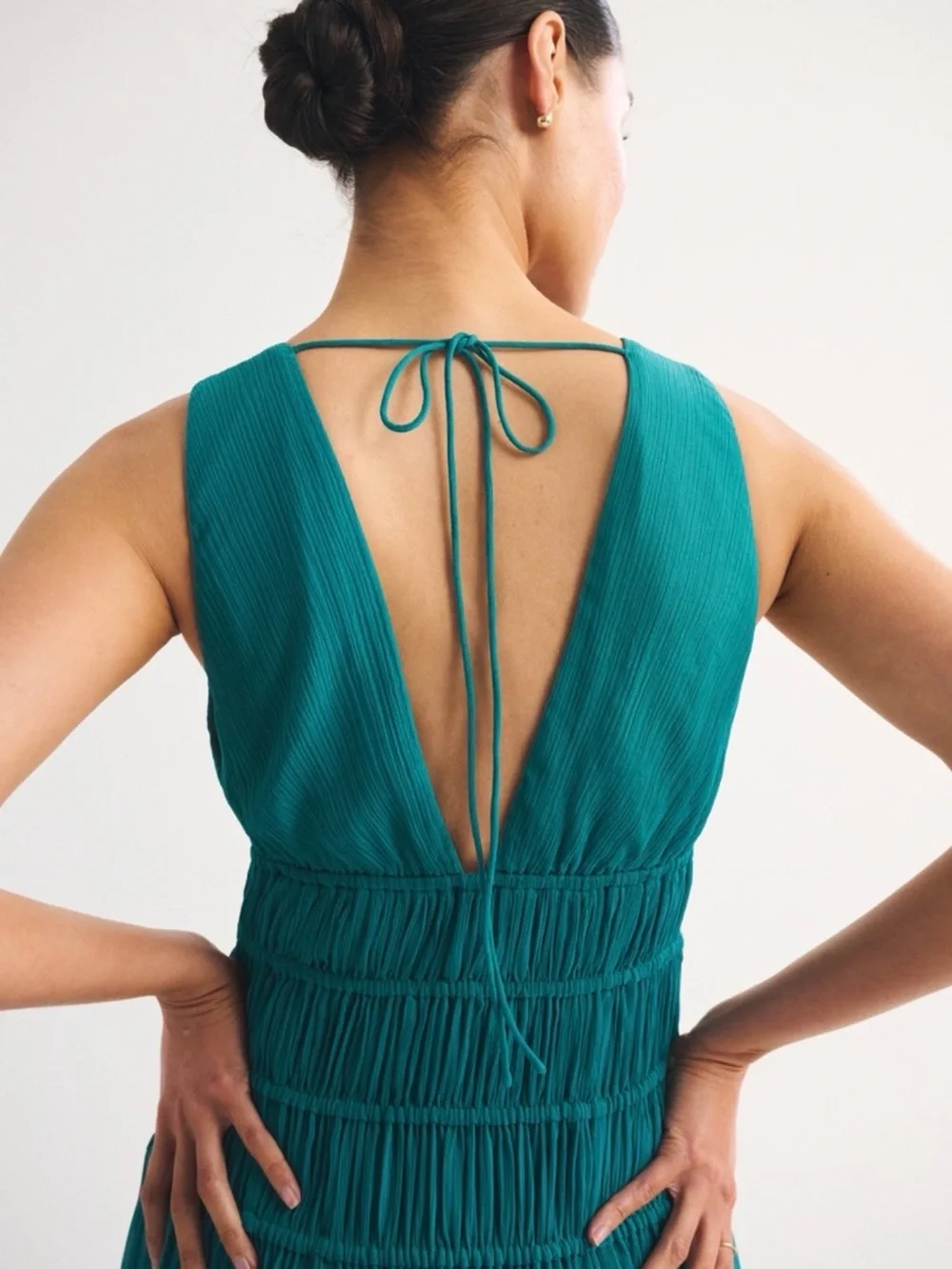 Abercrombie & Fitch Teal Tiered Maxi Dress XS Petite NWT